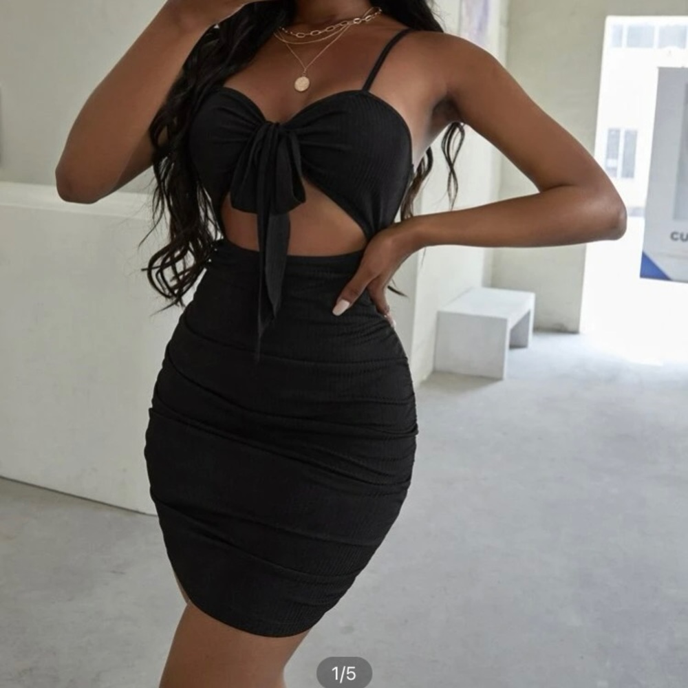 SHeIN Knot Front Peekaboo Cami Dress
